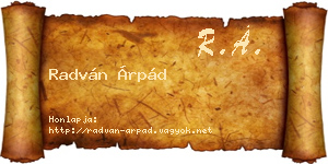 Radván Árpád névjegykártya