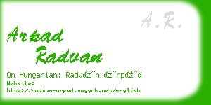 arpad radvan business card